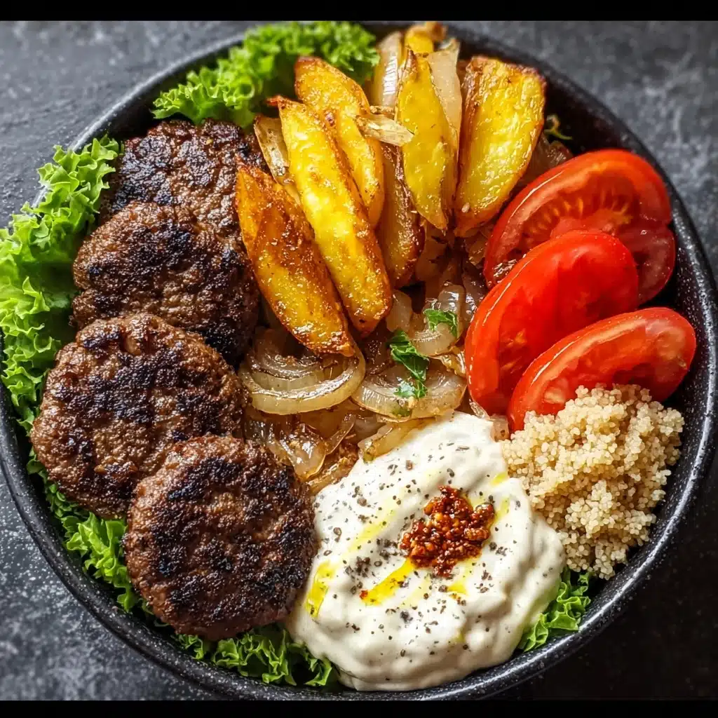 Burger Bowls with Caramelized Onion Aioli Recipe - Recipe Image
