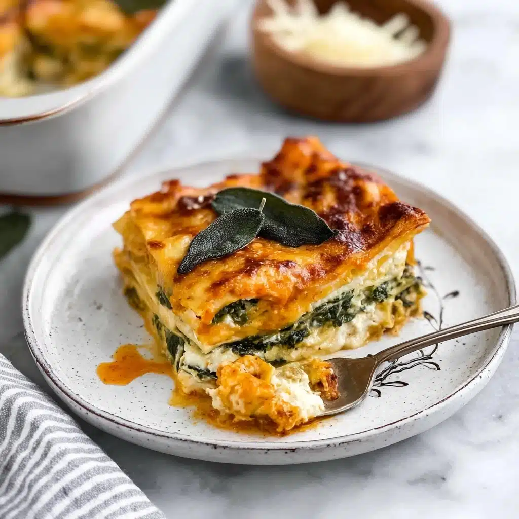 Vegetarian Pumpkin Spinach Lasagna Recipe - Recipe Image