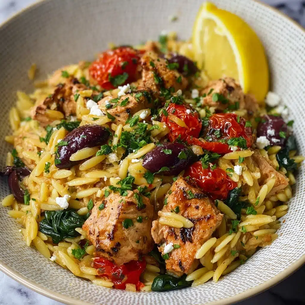 High Protein Mediterranean Chicken Orzo Recipe - Recipe Image