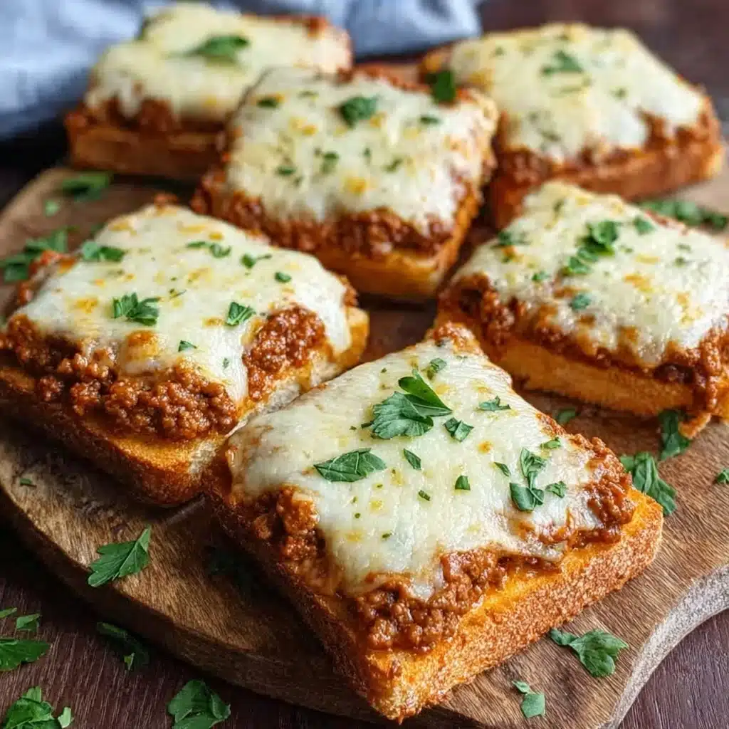 Homemade Cheesy Garlic Bread Sloppy Joe Melts Recipe - Recipe Image