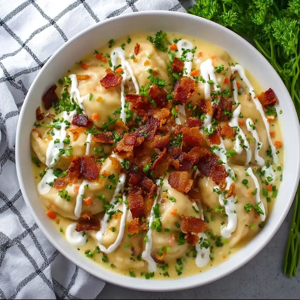 Creamy Pierogi Chicken Soup with Rosemary Bacon Recipe - Recipe Image