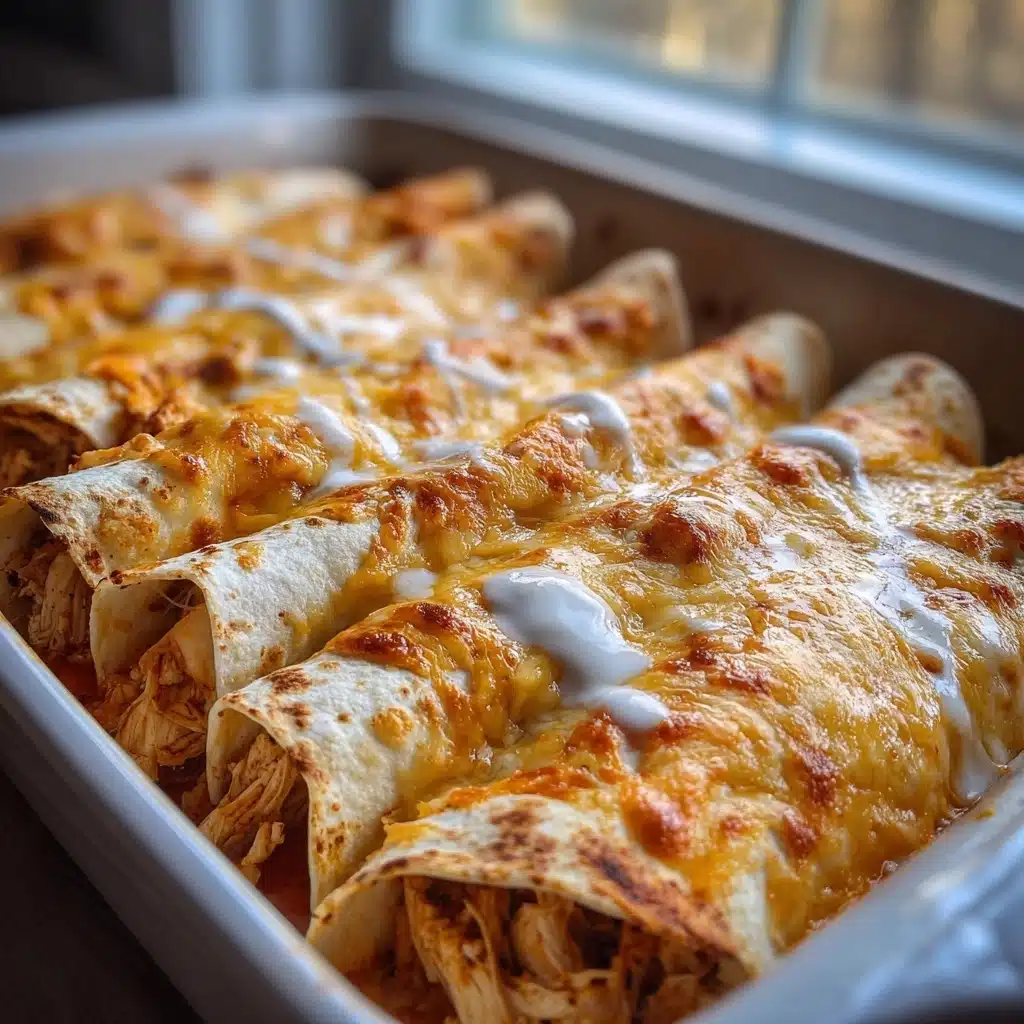 38g Protein Chicken Enchiladas with Dreamy White Sauce Recipe - Recipe Image