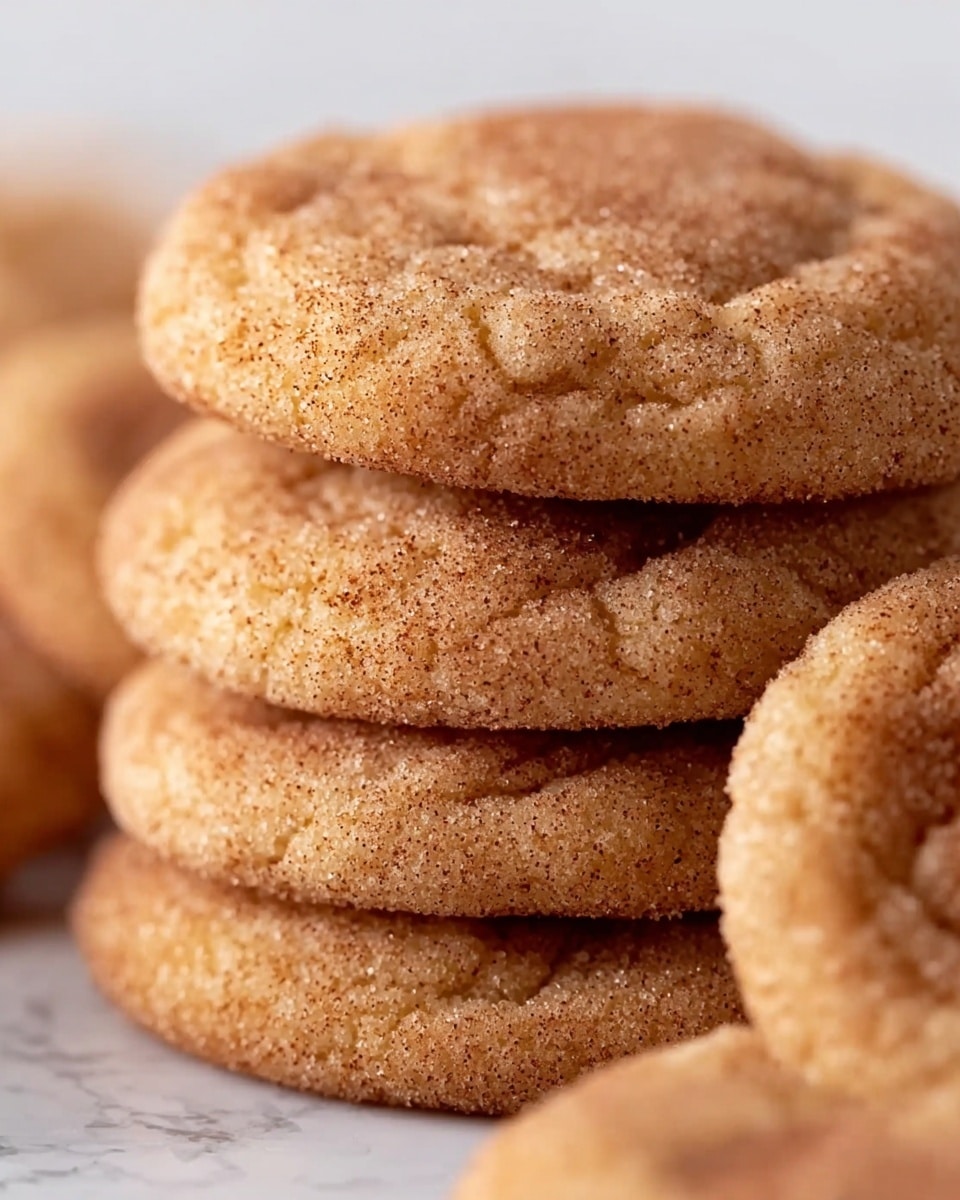A close-up view of several soft, round cookies stacked closely on a white marbled surface, each cookie having a light golden-brown color with a slightly cracked top. The cookies are coated with tiny specks of cinnamon and sugar, giving a grainy texture that covers their entire surface. They appear thick and soft, with gentle folds and uneven shapes, showing a fresh-baked look. The photo focuses sharply on the front cookies while the background ones softly blur. photo taken with an iphone --ar 4:5 --v 7