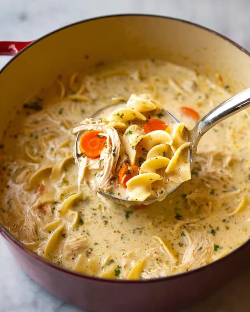 Easy Creamy Chicken Noodle Soup Recipe