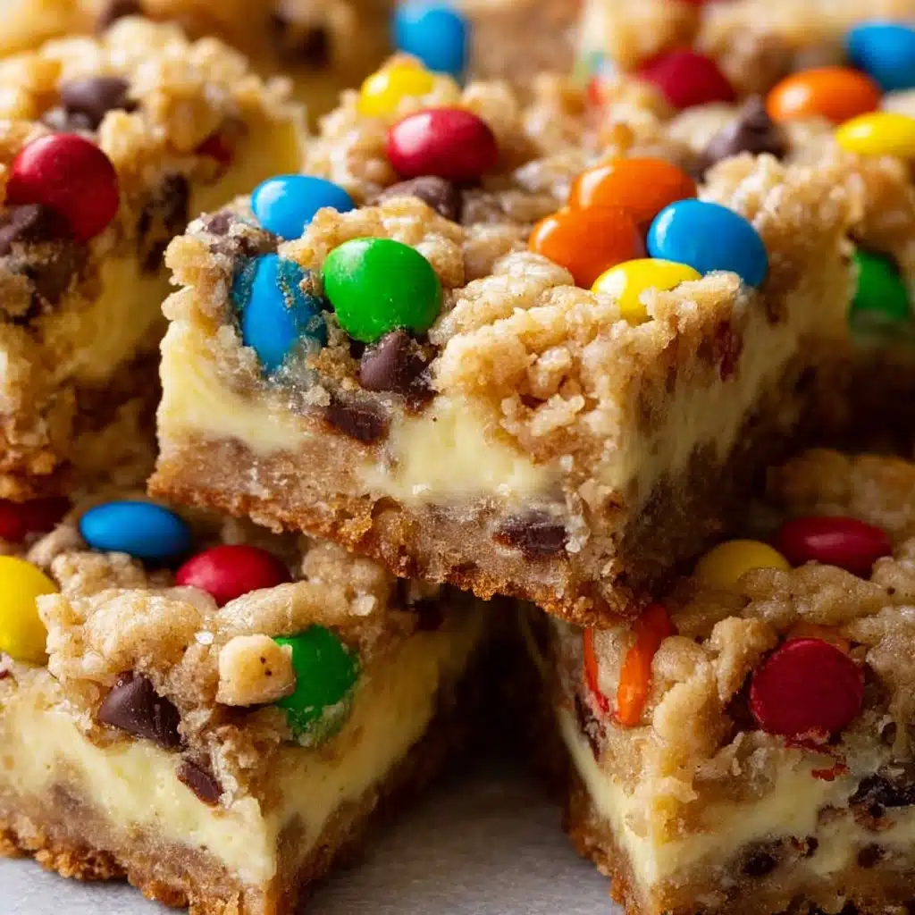 Monster Cookie Cheesecake Bars Recipe - Recipe Image