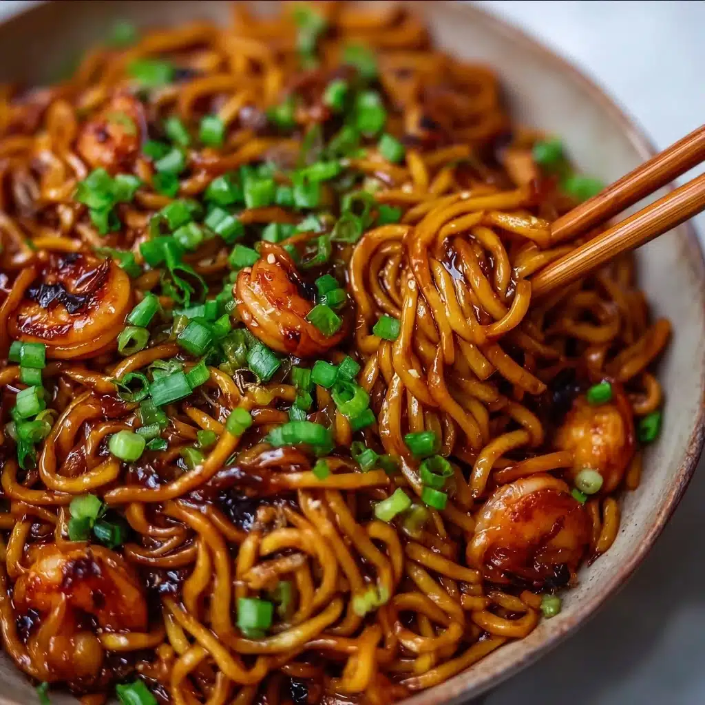 Sticky Garlic Chicken Noodles Recipe