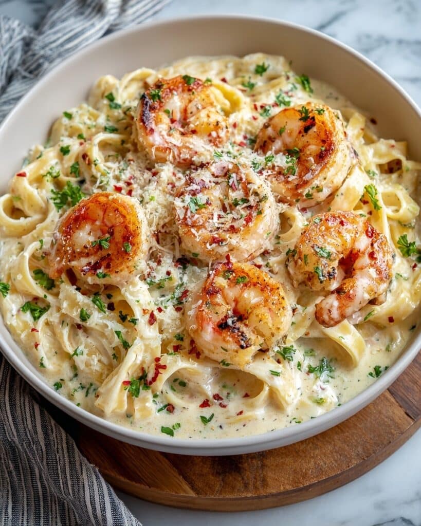 Creamy Garlic Butter Shrimp Alfredo Recipe