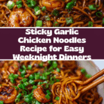 Sticky Garlic Chicken Noodles Recipe