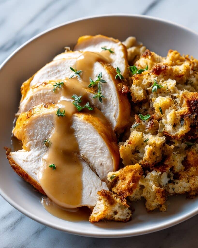 Easy Slow Cooker Chicken with Gravy and Stuffing Recipe