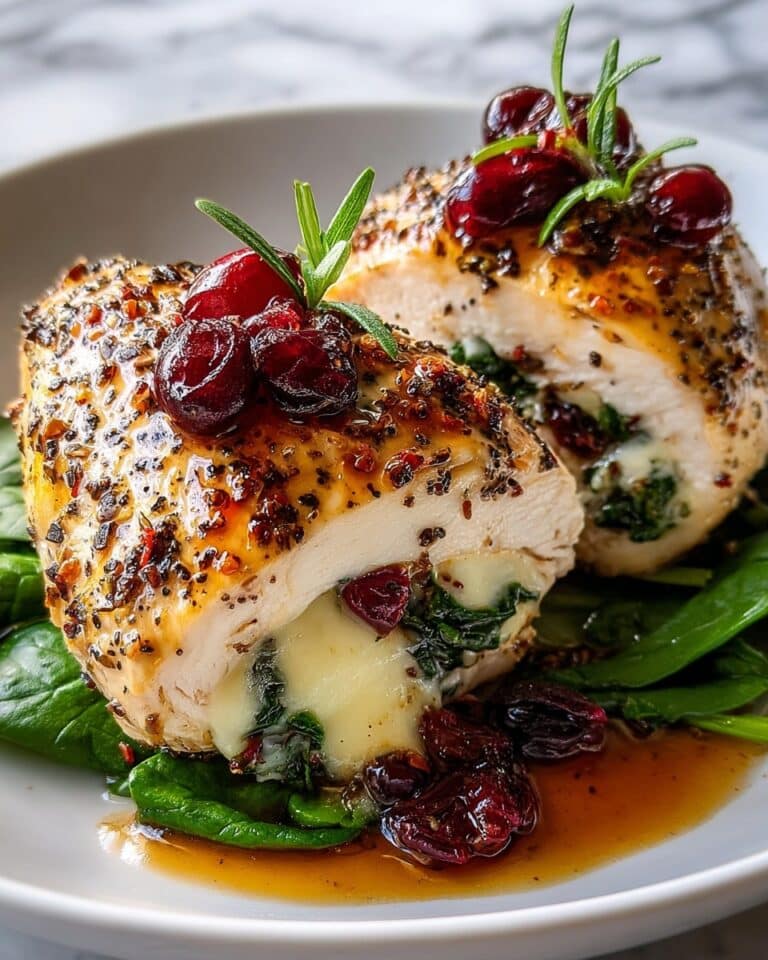 Cranberry & Spinach Stuffed Chicken with Brie Recipe
