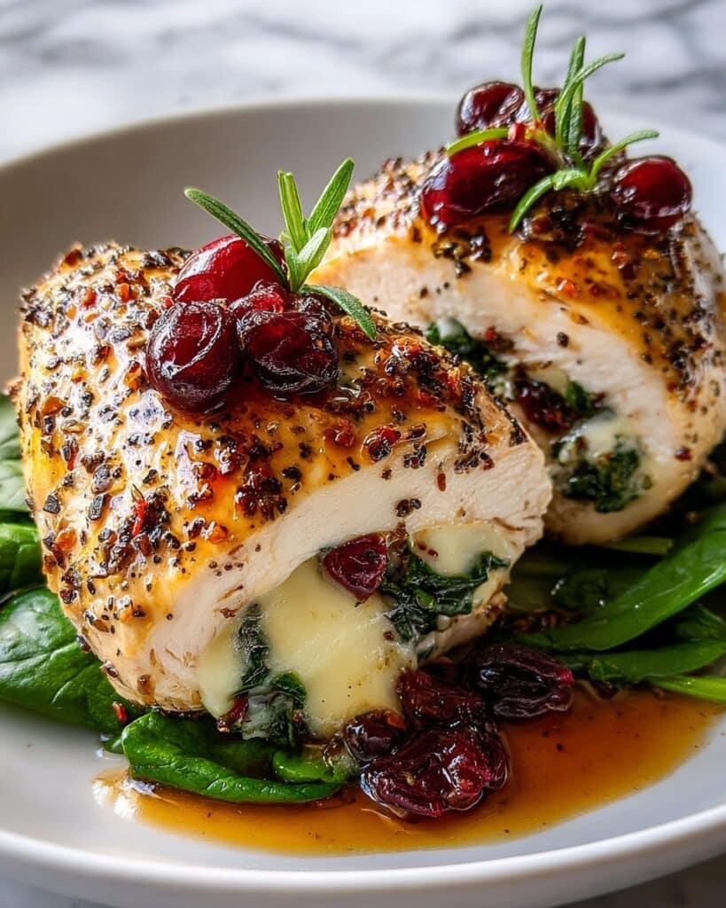 Cranberry & Spinach Stuffed Chicken with Brie Recipe