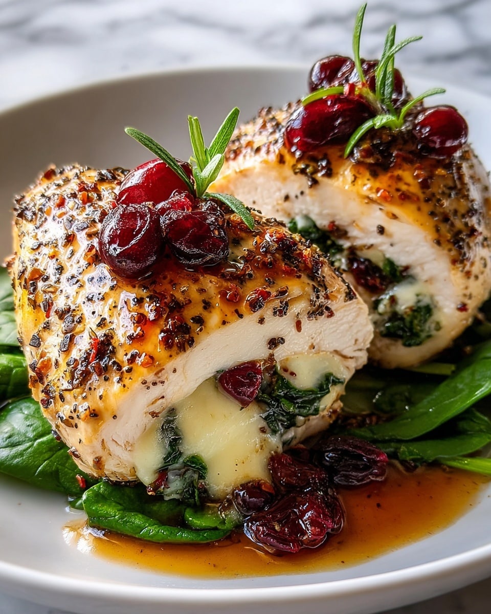 Cranberry & Spinach Stuffed Chicken with Brie Recipe