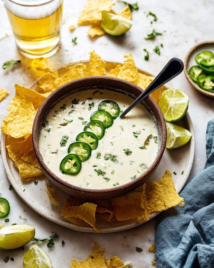 Salsa Verde Poblano Queso Dip Recipe