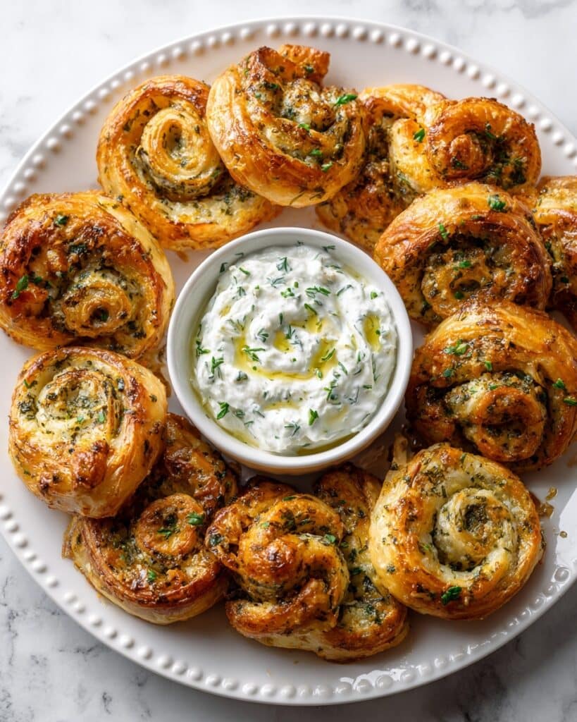 Spinach and Feta Gluten-Free Pinwheels with Yogurt Dip Recipe