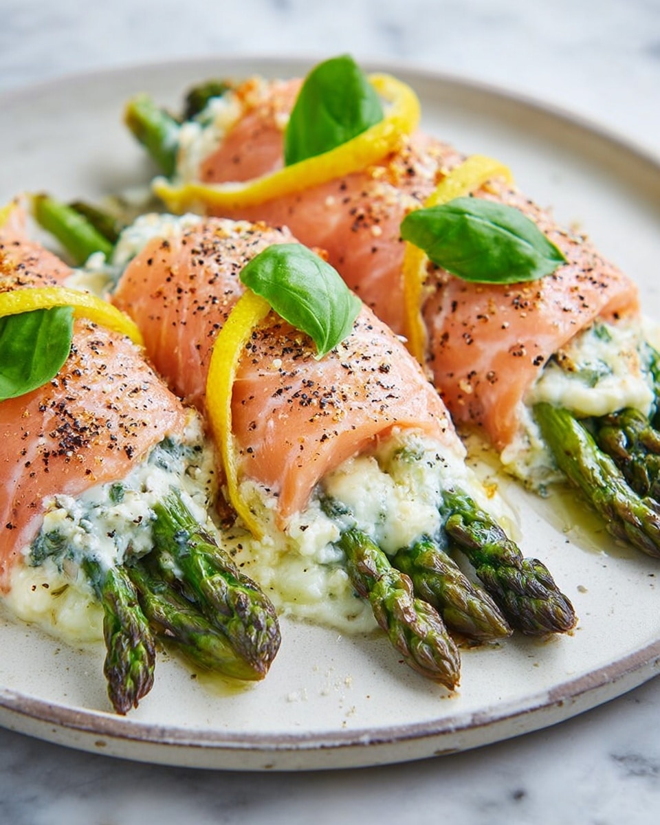 Asparagus, Lemon, and Basil Ricotta Stuffed Salmon Rolls Recipe
