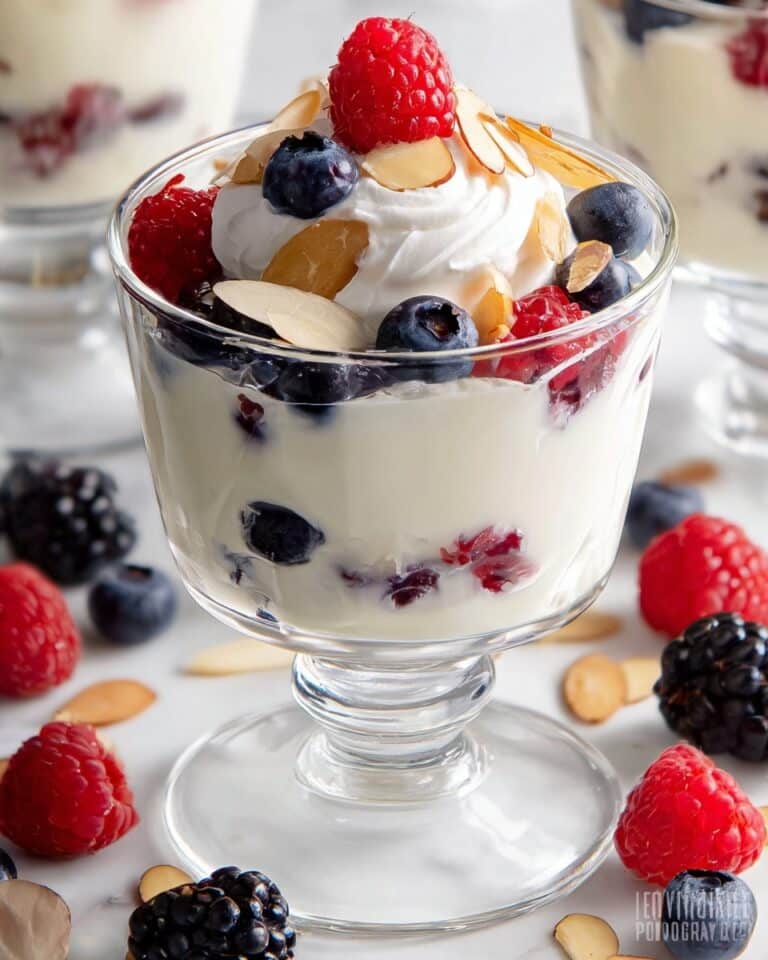 Ricotta Berry Parfait with Lemon Zest and Almond Topping Recipe