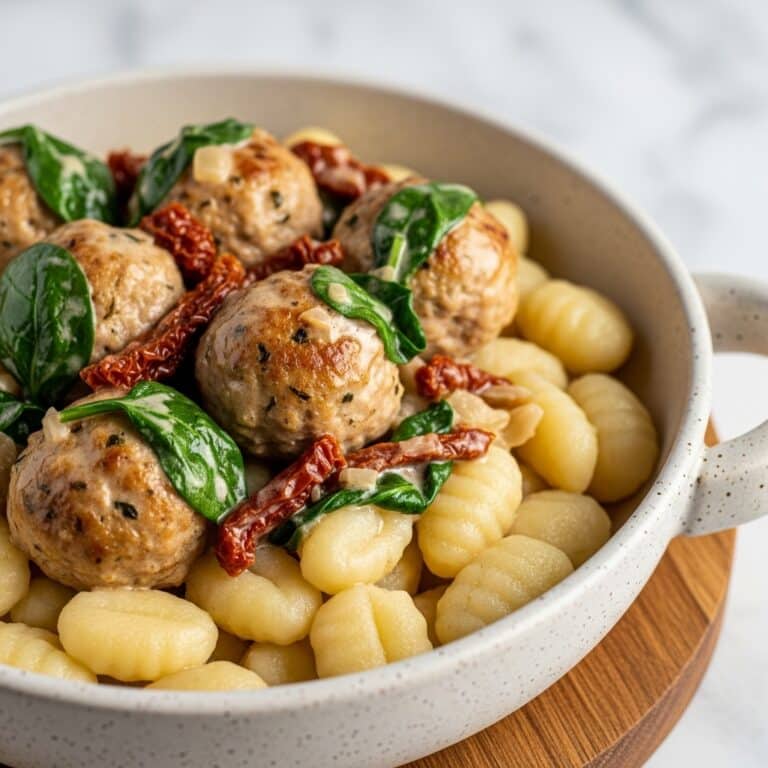 Tuscan Chicken Meatballs with Gnocchi Recipe