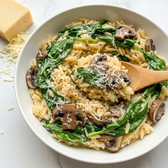 A close-up view of a creamy mushroom pasta dish in a shiny silver pan filled with three layers: at the base is light yellow orzo pasta, topped with thick slices of cooked brown and beige mushrooms, all covered in a smooth, pale cream sauce that coats the pasta and mushrooms evenly, garnished with small bits of fresh green parsley scattered across the surface. The whole scene is set against a white marbled texture, with soft focus in the background giving a warm, inviting look. photo taken with an iphone --ar 4:5 --v 7