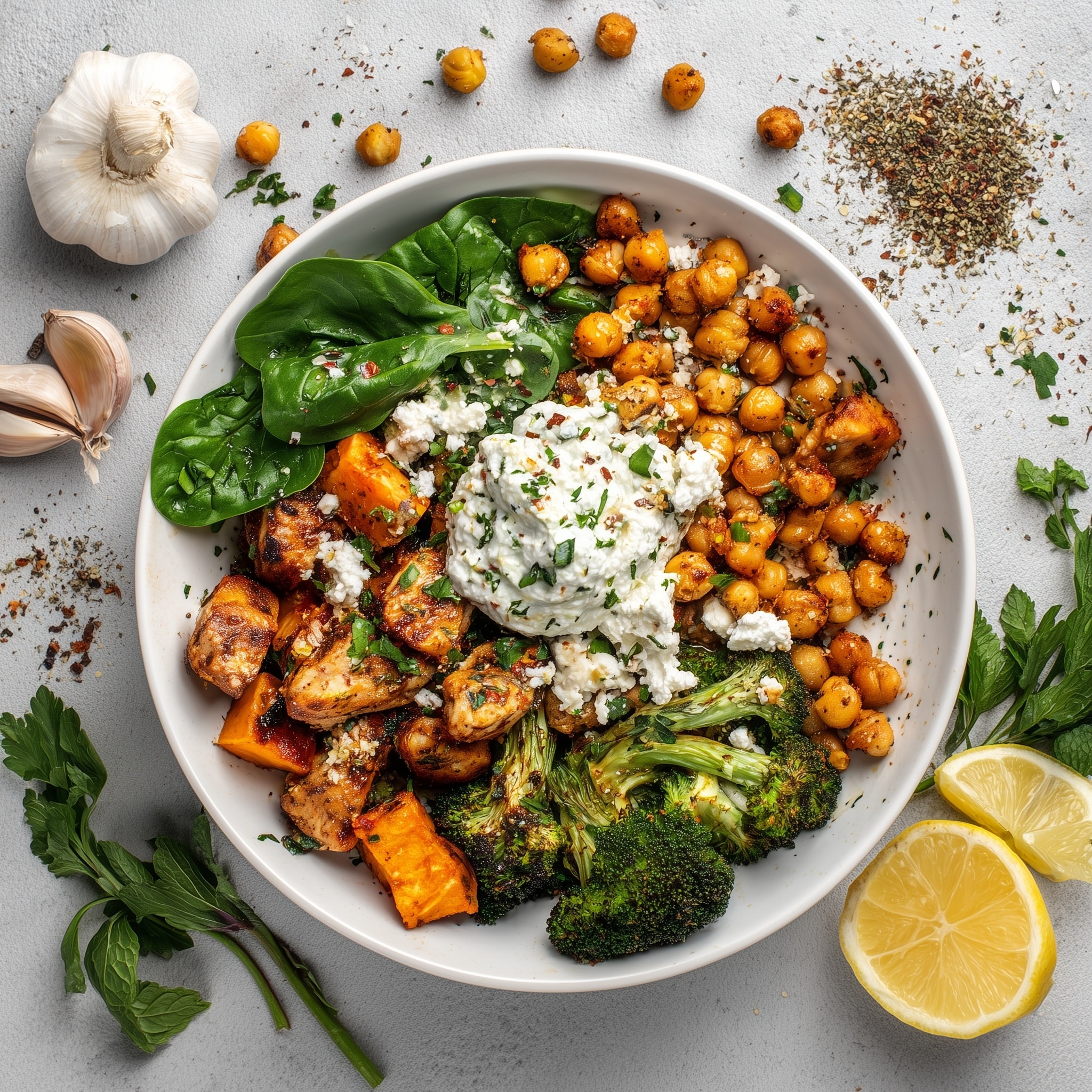 Creamy Spinach Falafel Hummus Bowl Recipe