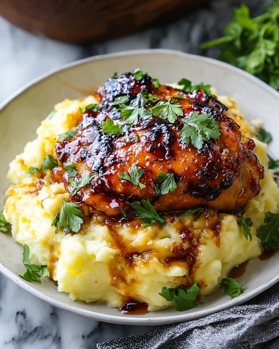 Chipotle Honey Chicken Thighs with Smoked Gouda Mashed Potatoes Recipe - Recipe Image