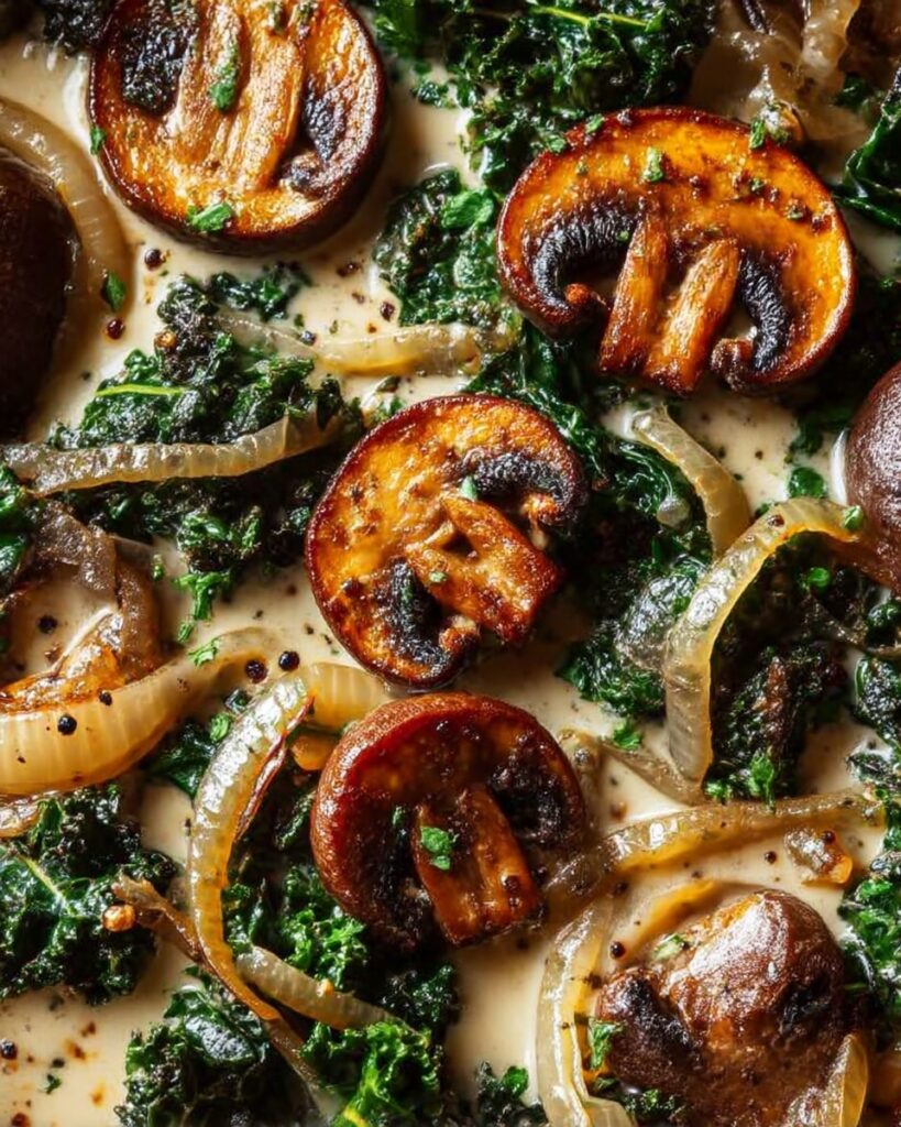 Wild Mushroom, Caramelized Onion, and Kale Soup Recipe