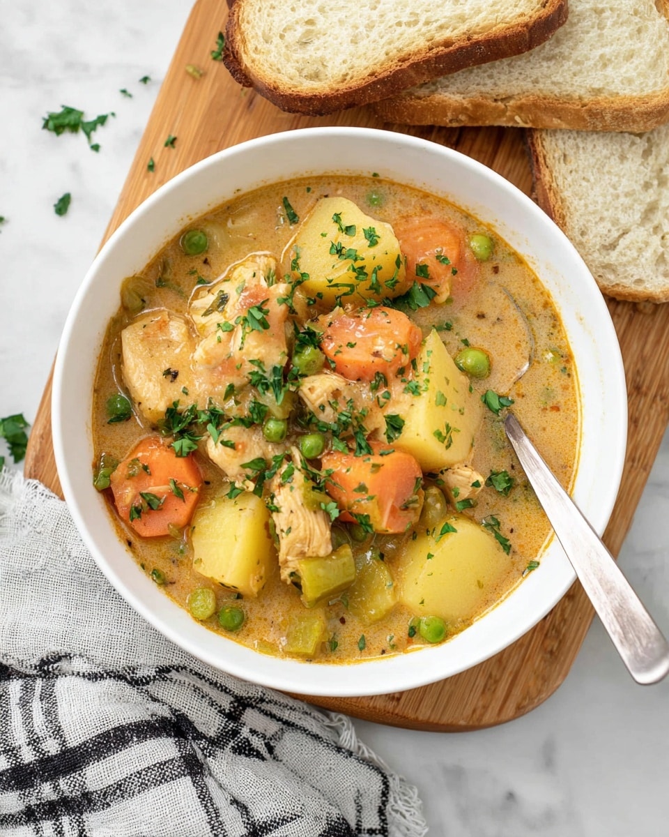 Crockpot Chicken Stew with Potatoes, Carrots, and Peas Recipe - Recipe Image