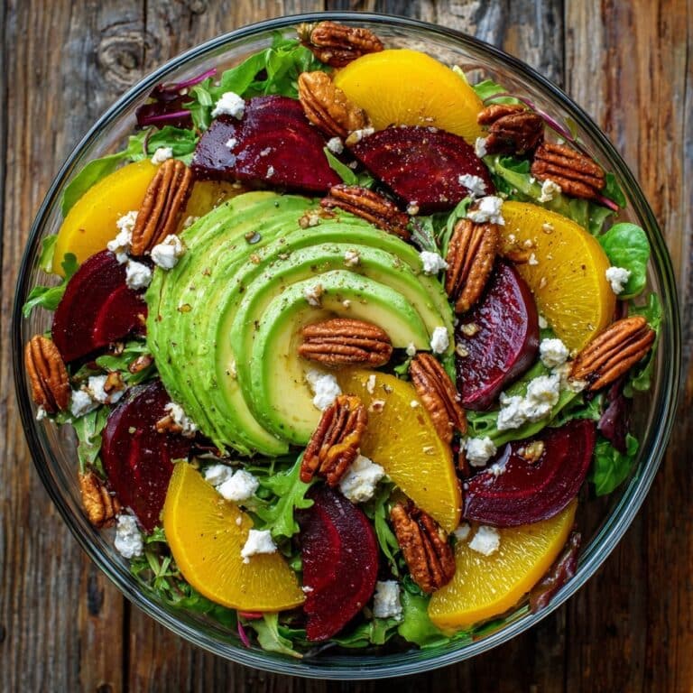 Roasted Beet, Sweet Potato & Avocado Salad with Whipped Ricotta and Lemon-Tahini Drizzle Recipe