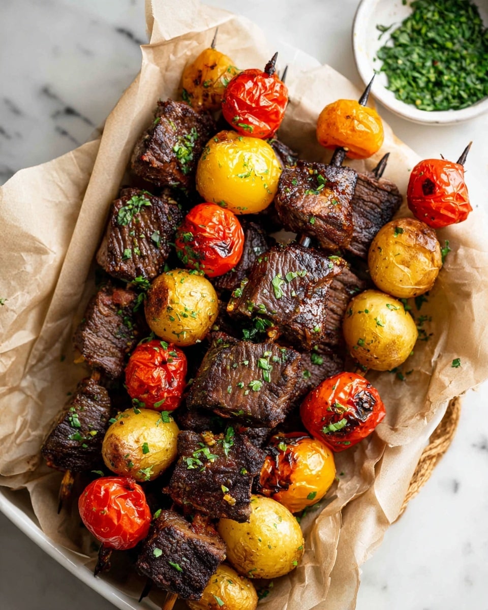 Rosemary Garlic Steak Kebabs Recipe - Recipe Image