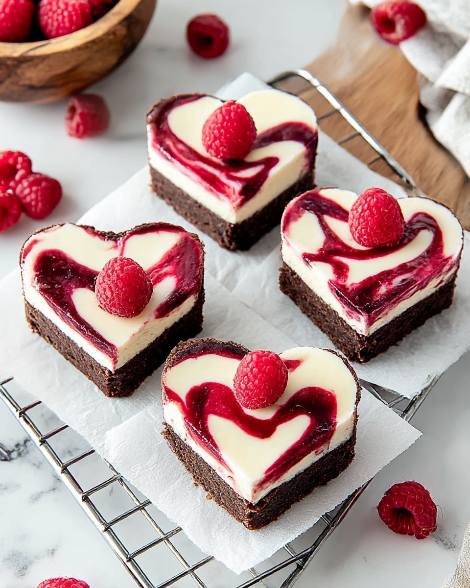 Heart Shaped Brownies with Raspberry Swirl & Cheesecake Recipe - Recipe Image