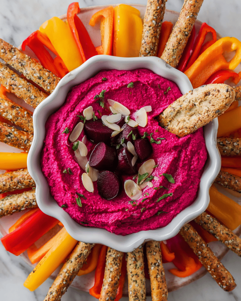 Fresh Beet Hummus with Feta, Parsley, and Toasted Crostini Recipe