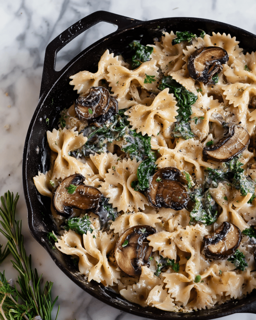 Creamy Vegan Mushroom and Kale Pasta Recipe