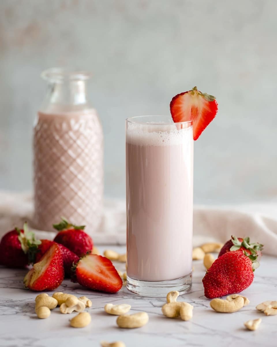 20-Minute Kid-Friendly Cashew Strawberry Milk Recipe - Recipe Image