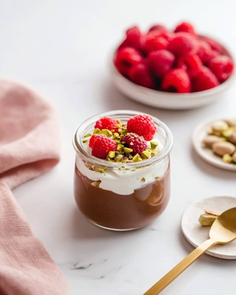 Cacao Blended Chia Pudding with Raspberries and Pistachios Recipe