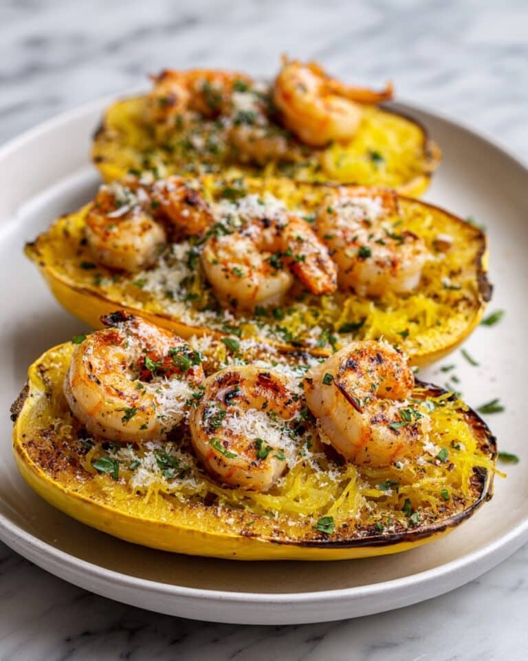 Garlicky Shrimp Scampi in Spaghetti Squash Shells Recipe